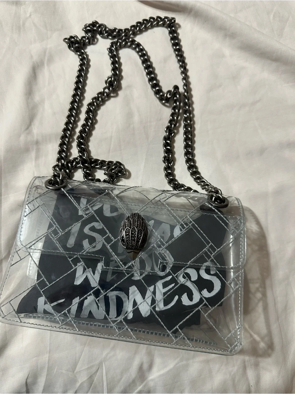 Kurt Geiger Transparent Quilted Crossbody with Silver Hardware